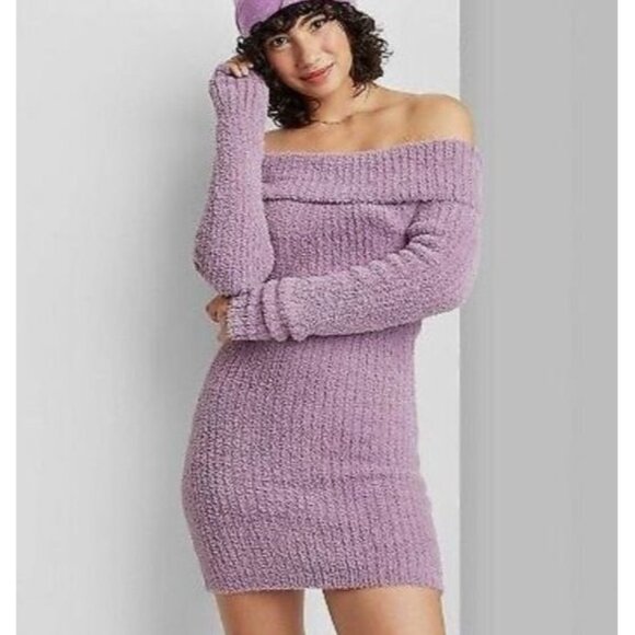 wild fable Dresses & Skirts - Wild Fable Women's Long Sleeve Mini Sweater Dress Purple Size XS
